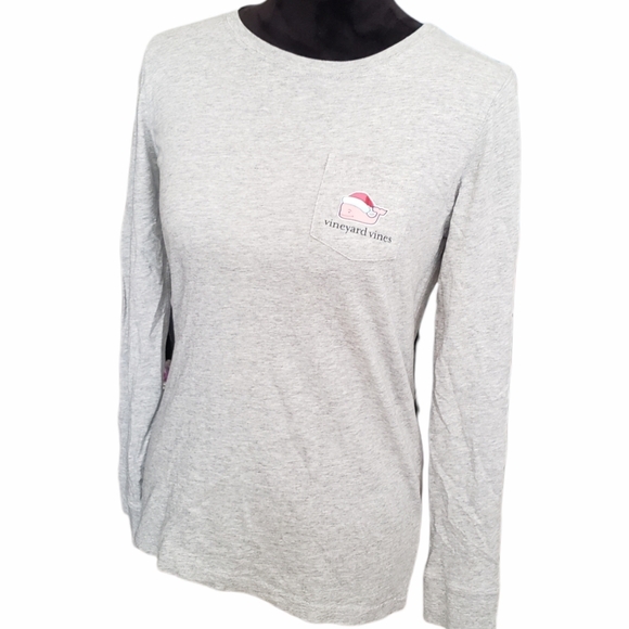 NWT Vineyard Vines Gray 2017 Christmas Holiday LS Pocket Tee - Picture 2 of 6